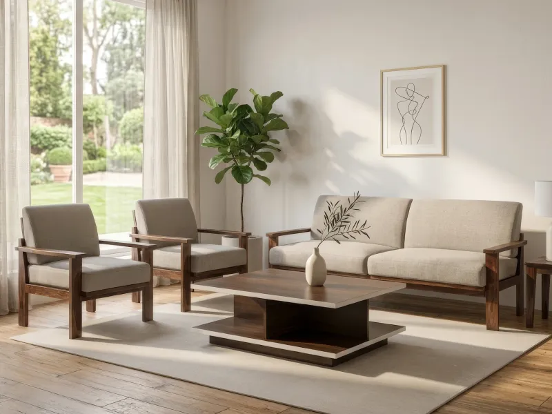 Athena Solid Wood Sofa Set With Rio Centre Table